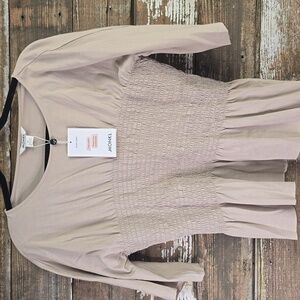 Monkl Gathered Waist Tan Blouse